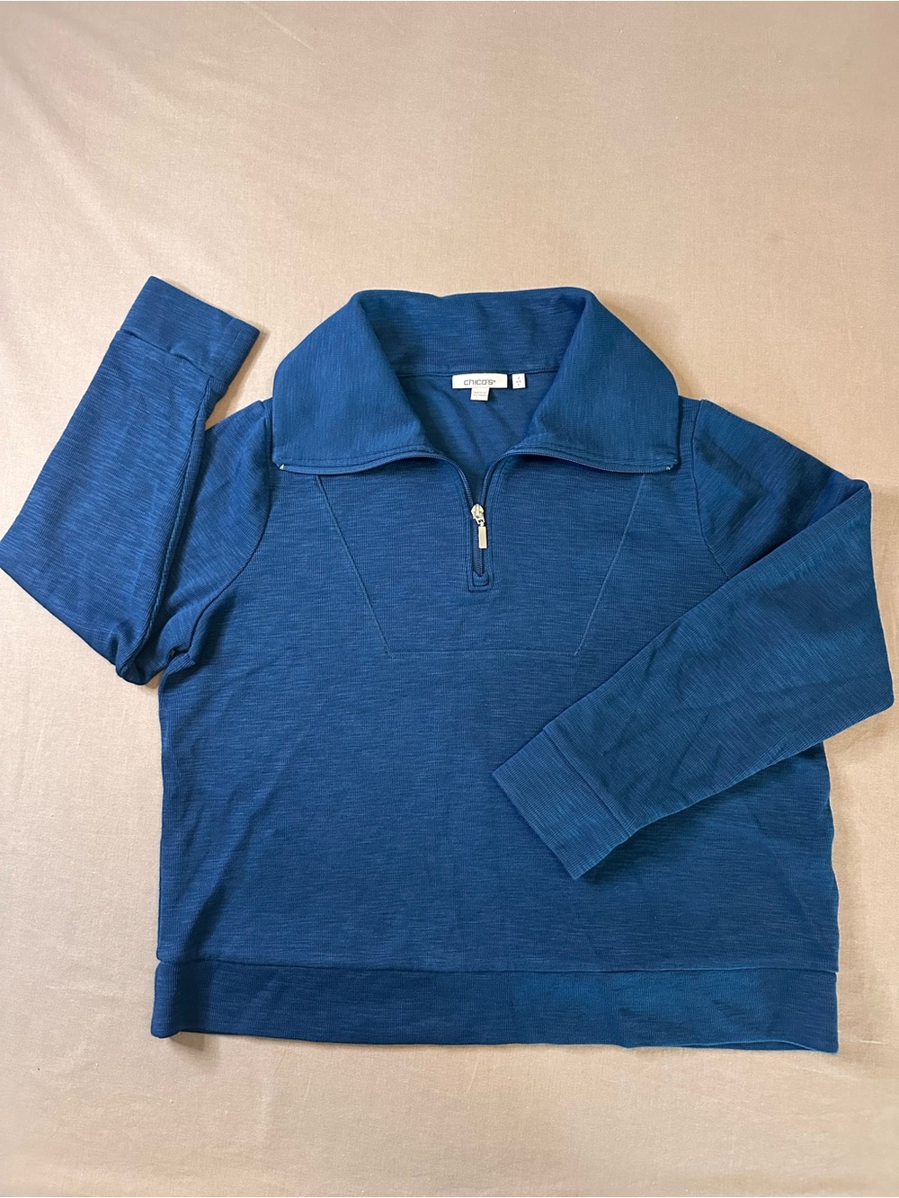 Chico's Women's Half-Zip Pullover Sweater - Teal‎ Blue